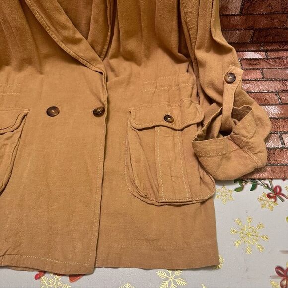 Free People Charley Blazer Tan Jacket button size S - Picture 5 of 12